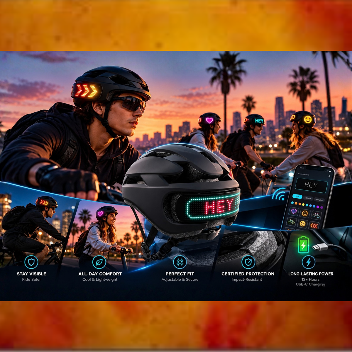 Smart Bike Helmet with LED Light